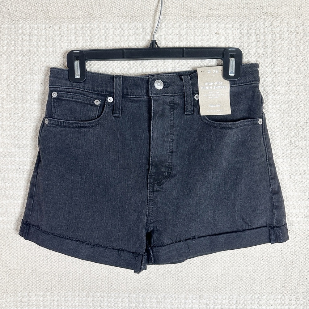 MADEWELL black High Rise Denim shorts 26 NEW